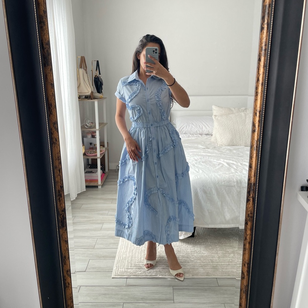 KATE SPADE Baby Blue Ruffled Maxi Dress